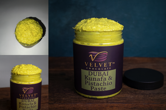 VELVET Dubai Kunafa & Pistachio Paste 10oz | Authentic Middle Eastern Dessert Filling | Natural Sweet Spread for Pastries, Dubai chocolate filling
