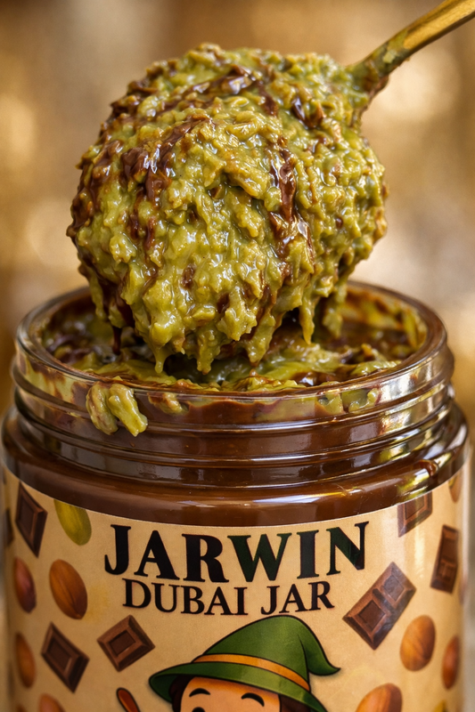 JARWIN Dubai Jar 10oz Pistachio Cream with Kunafa & Chocolate Hazelnut Layers | Handmade Luxury Dessert Jar | Christmas Gift