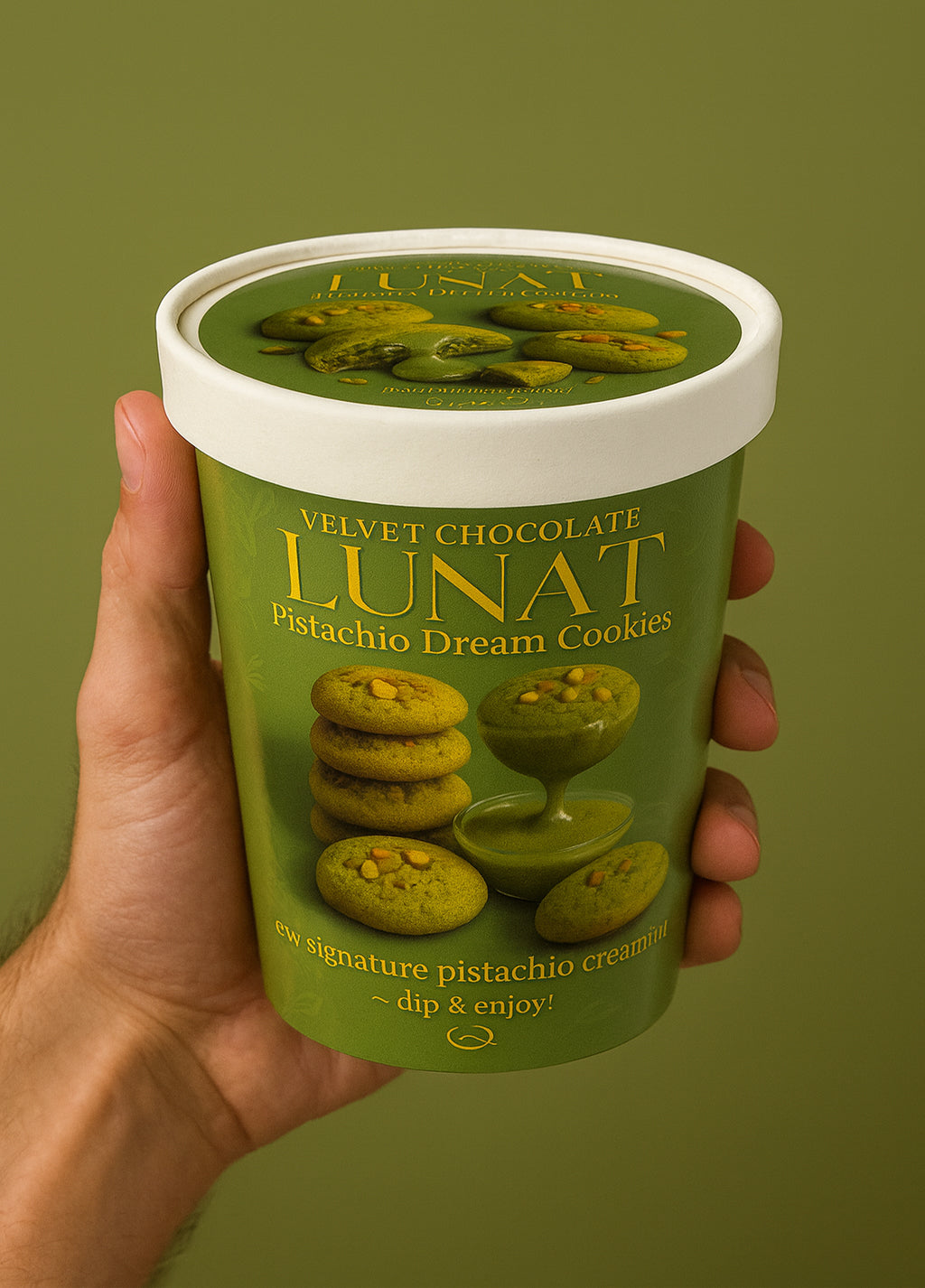 Lunat Cookies – Nut-Shaped Filled Cookies + Pistachio Cream Jar | Velvet Chocolate Gift Box