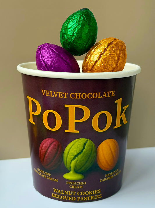 PoPok Handcrafted Walnut-Shaped Cookies | Trio Flavors – Pistachio, Chocolate Hazelnut, Caramel Hazelnut | Gift-Ready | Unique & Addictive