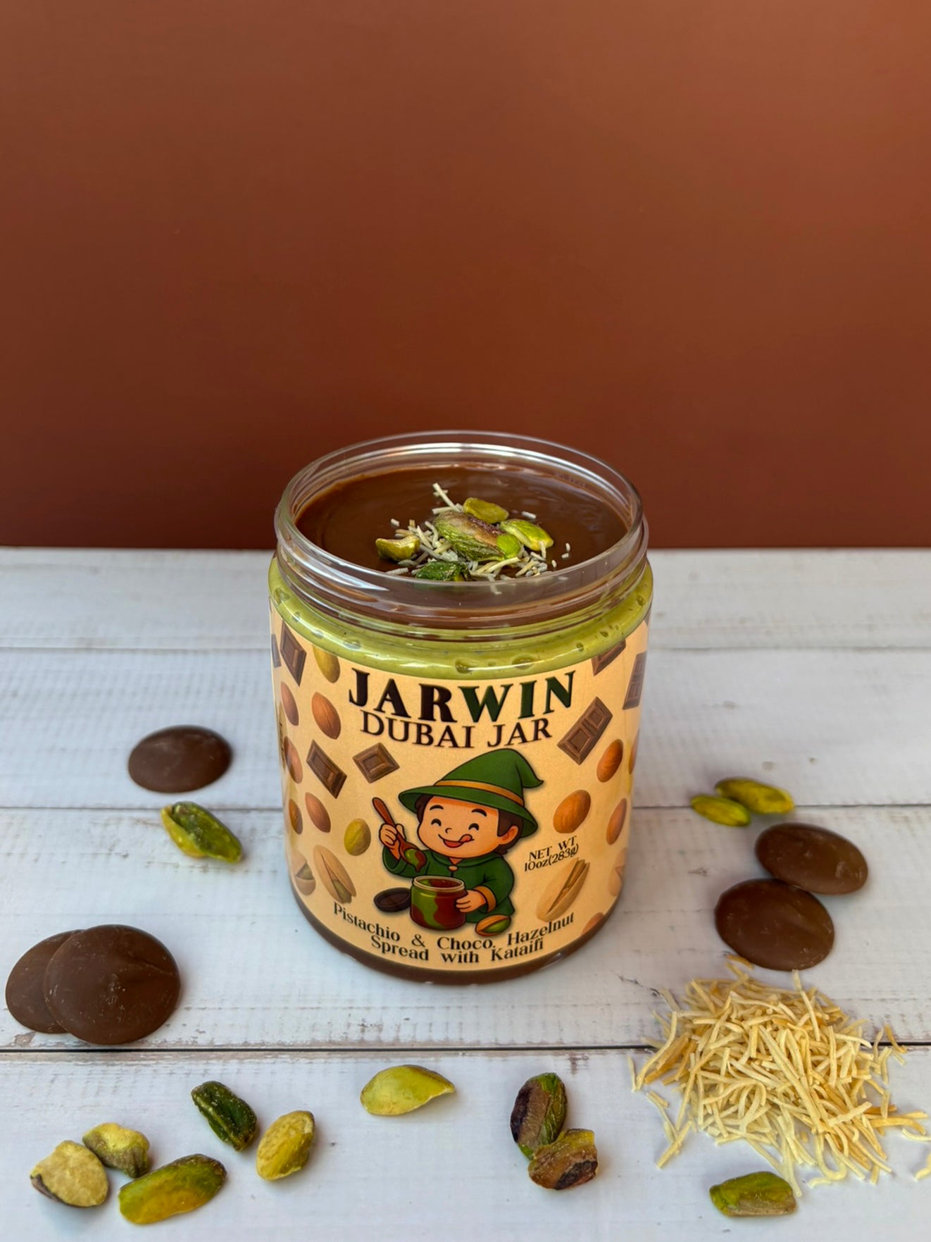 JARWIN Dubai Jar 10oz Pistachio Cream with Kunafa & Chocolate Hazelnut Layers | Handmade Luxury Dessert Jar | Christmas Gift