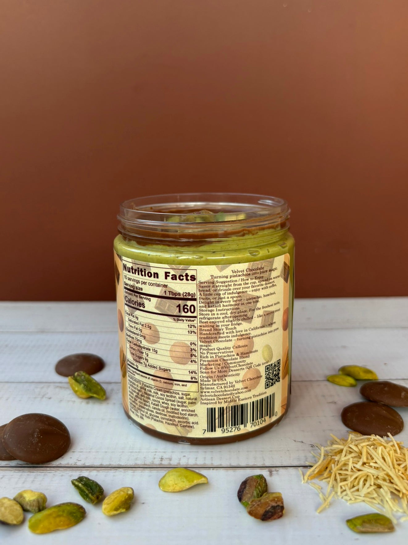 JARWIN Dubai Jar 10oz Pistachio Cream with Kunafa & Chocolate Hazelnut Layers | Handmade Luxury Dessert Jar | Christmas Gift