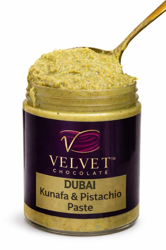 VELVET Dubai Kunafa & Pistachio Paste 10oz | Authentic Middle Eastern Dessert Filling | Natural Sweet Spread for Pastries, Dubai chocolate filling