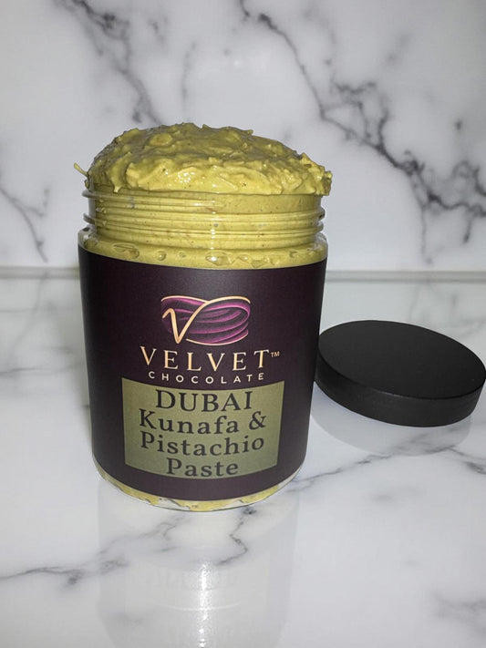 VELVET Dubai Kunafa & Pistachio Paste 10oz | Authentic Middle Eastern Dessert Filling | Natural Sweet Spread for Pastries, Dubai chocolate filling