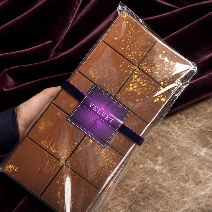 Velvet Chocolate gold-flecked Dubai bar in plum studio