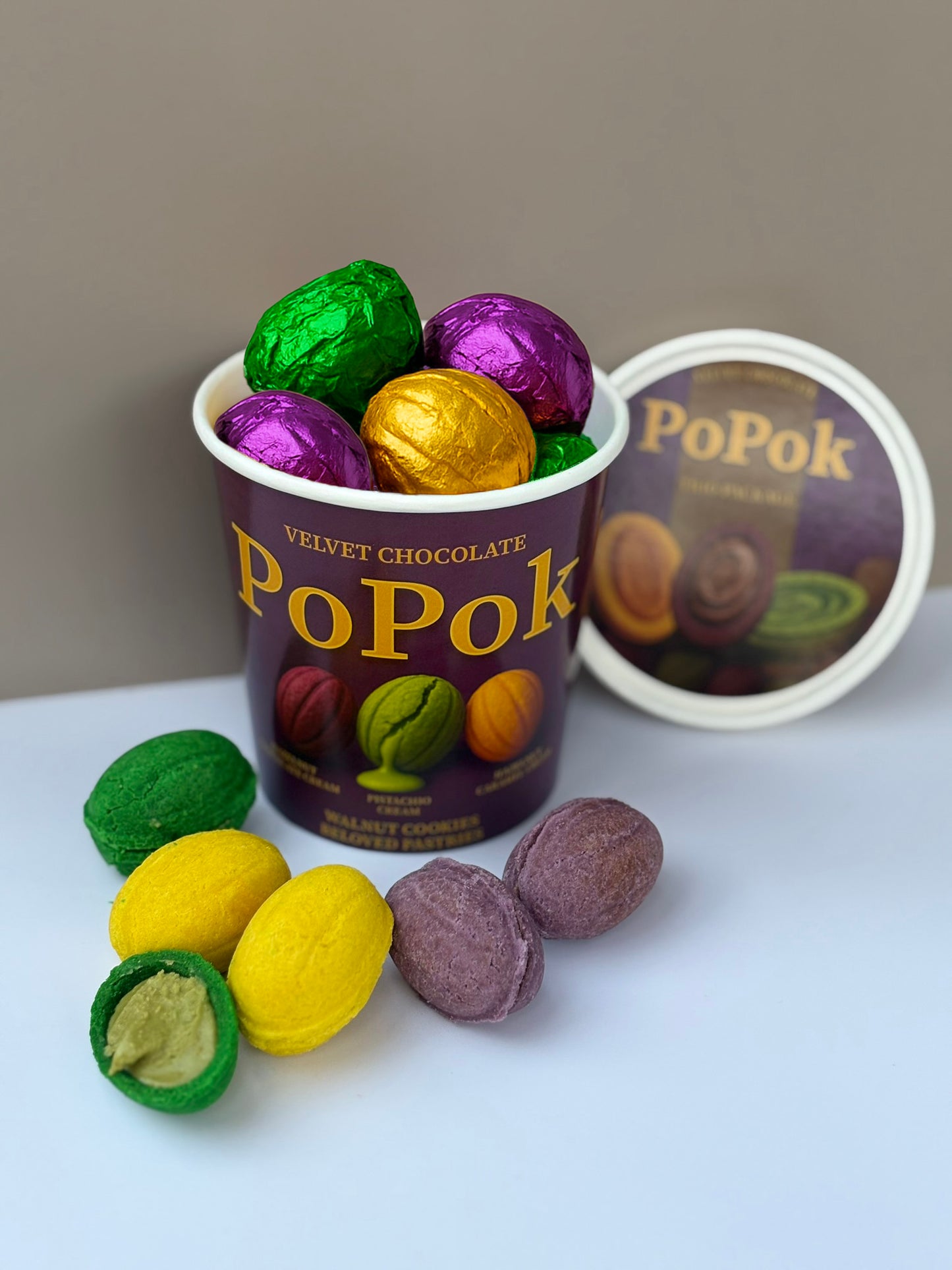 PoPok Handcrafted Walnut-Shaped Cookies | Trio Flavors – Pistachio, Chocolate Hazelnut, Caramel Hazelnut | Gift-Ready | Unique & Addictive
