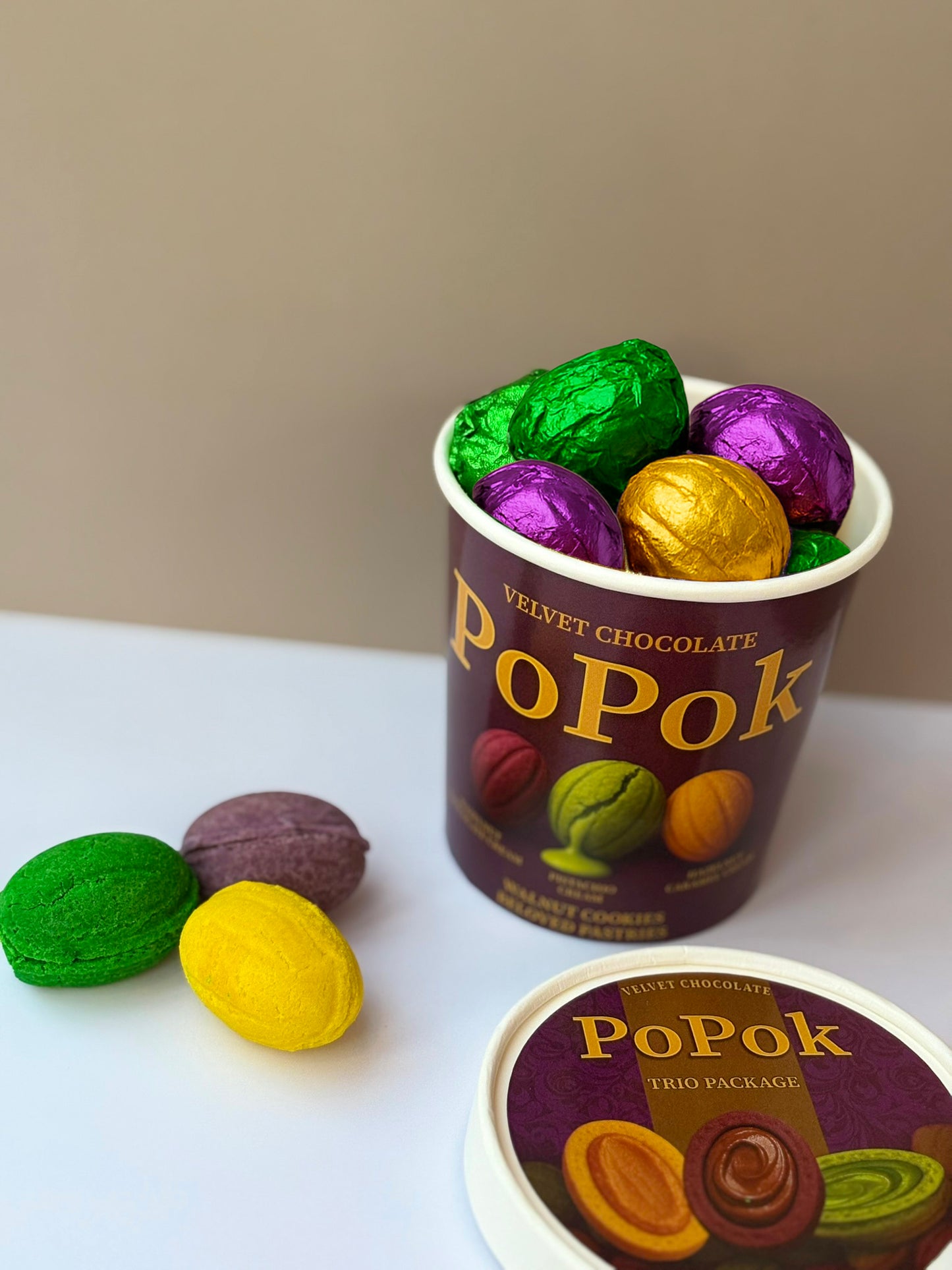 PoPok Handcrafted Walnut-Shaped Cookies | Trio Flavors – Pistachio, Chocolate Hazelnut, Caramel Hazelnut | Gift-Ready | Unique & Addictive