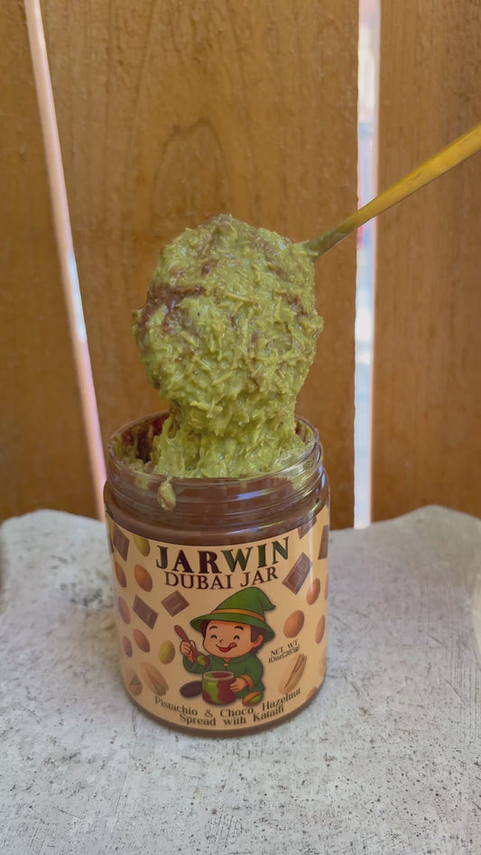 JARWIN Dubai Jar 10oz Pistachio Cream with Kunafa & Chocolate Hazelnut Layers | Handmade Luxury Dessert Jar | Christmas Gift